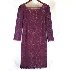 Adrianna Papell‎ Purple Lace Cocktail Sheath Dress